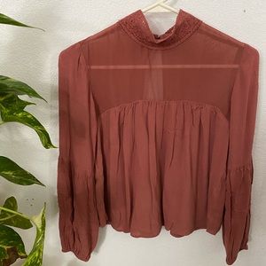 Sheer Baby Doll Long Sleeve Top